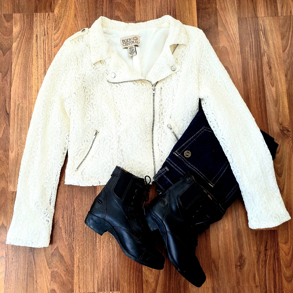 Body Central Lace Cream Blazer